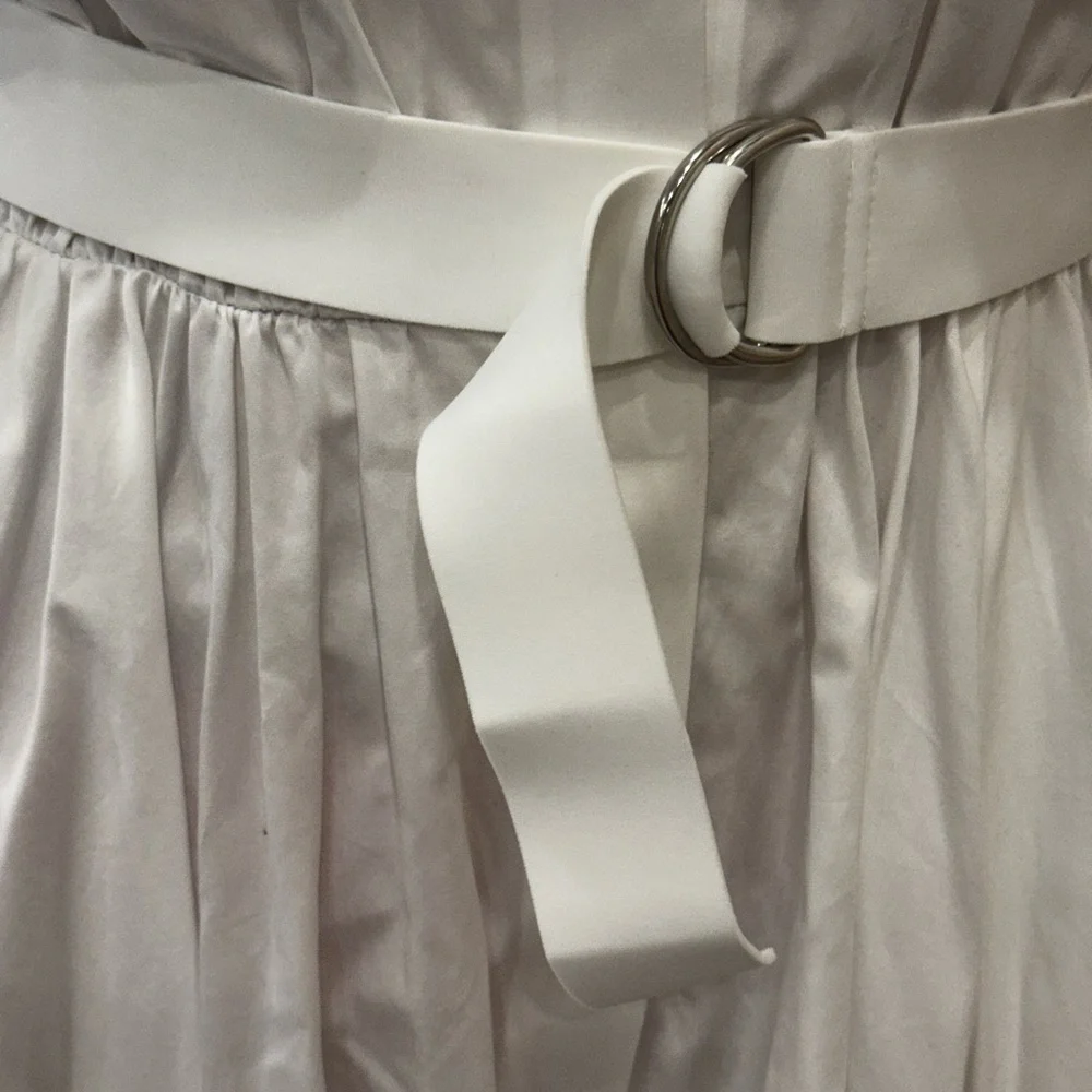 Norma Kamali White Long Sleeve Belted Dress - Picture 11 of 15